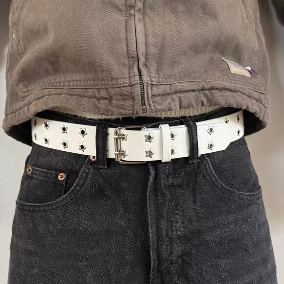 Y2K White Silver Star Studded Belt – Goth Emo Skater Style, Unisex, Brand New - Picture 6 of 9
